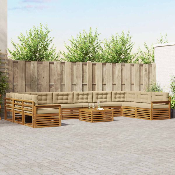 vidaXL S&oacute;fasett me&eth; p&uacute;&eth;i 11 pcs N&aacute;tt&uacute;rulegt og B&eacute;ig Hrein akas&iacute;utr&eacute;