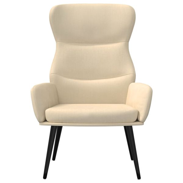 vidaXL Slökunarstóll Rjómahvítt Tauáklæði