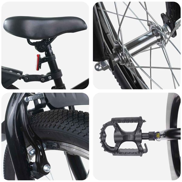 vidaXL Barnahj&oacute;l 22 Tommur Fyrir 7-12 &aacute;ra Svartur