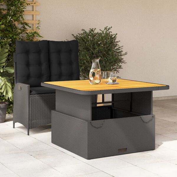 vidaXL 2 stykki gar&eth;bor&eth;stofusett me&eth; p&uacute;&eth;um Black Poly Rattan