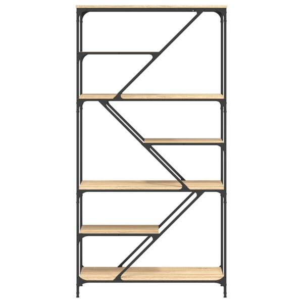 vidaXL Bókahilla Sonoma Eik 91x36x176 cm Samsettur Viður og Stál