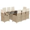 vidaXL 9 Hluta Gar&eth;bor&eth;sett me&eth; Sessum Drappa&eth; P&oacute;l&yacute;rattan