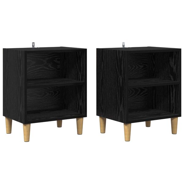 vidaXL R&uacute;mssk&aacute;pur 2 pcs Svartur Eik 40 x 30 x 50 cm Samsettur vi&eth;ur