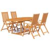 vidaXL 5 Parta Gar&eth;bor&eth;stofusett Gegnheill Akas&iacute;uvi&eth;ur 150-200 cm