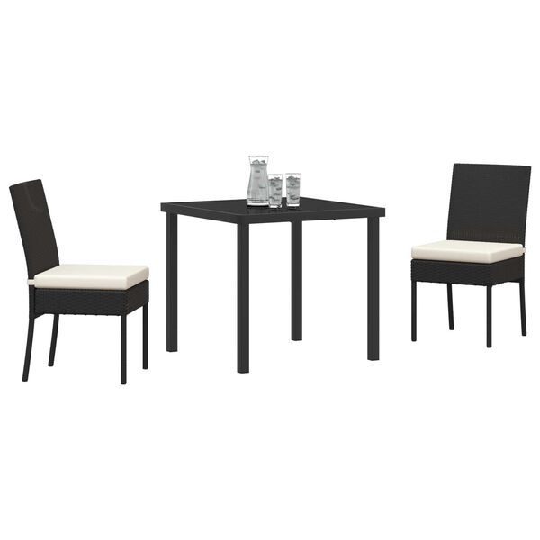 vidaXL Gar&eth;ur bor&eth;sett 3 pcs Svartur Dufth&uacute;&eth;a&eth; st&aacute;l