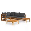vidaXL 4 stykki gar&eth;setustofusett me&eth; d&ouml;kkgr&aacute;um p&uacute;&eth;um Acacia Wood