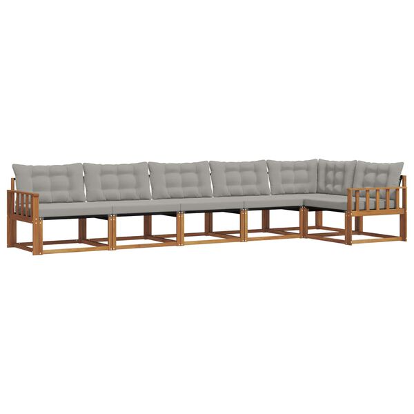 vidaXL &Uacute;ti s&oacute;fasett me&eth; p&uacute;&eth;i 6 pcs N&aacute;tt&uacute;rulegt og Lj&oacute;st Gr&aacute;tt