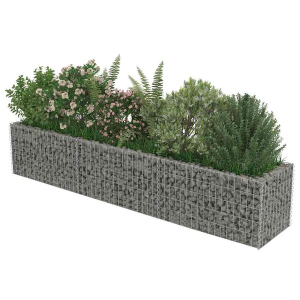 vidaXL Gabion Grj&oacute;tkassi Upph&aelig;kka&eth; Bl&oacute;maker S&iacute;nkh&uacute;&eth;a&eth; St&aacute;l 270x50x50cm