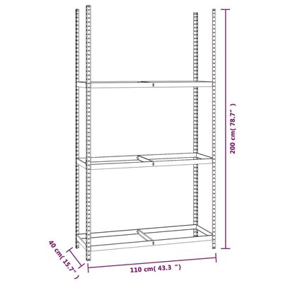 vidaXL 3ja laga dekkjagrind 2 stk Silfur 110x40x200 cm Stál