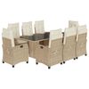 vidaXL 9 Hluta Gar&eth;bor&eth;sett me&eth; Sessum Drappa&eth; P&oacute;l&yacute;rattan