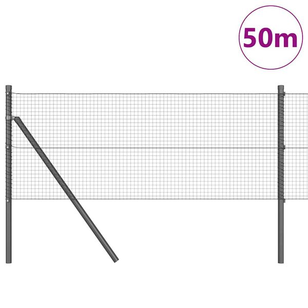 vidaXL Girðingarpóstur Grár 50 x 0,5 m (19 x 19 mm net) Stál og PVC