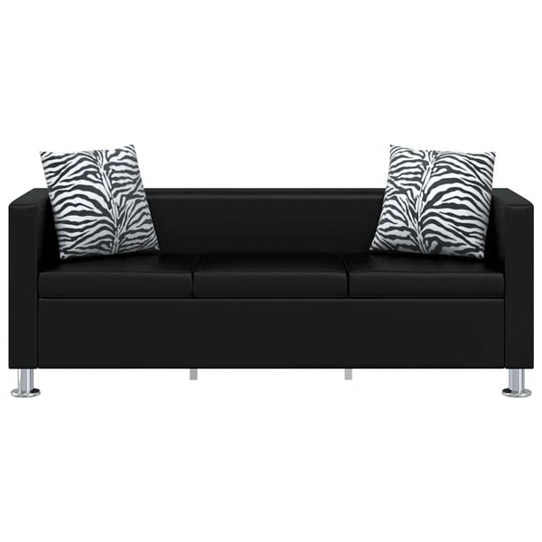 vidaXL S&oacute;fasett Gervile&eth;ur 3 S&aelig;ta og 2 S&aelig;ta S&oacute;fi Svartur