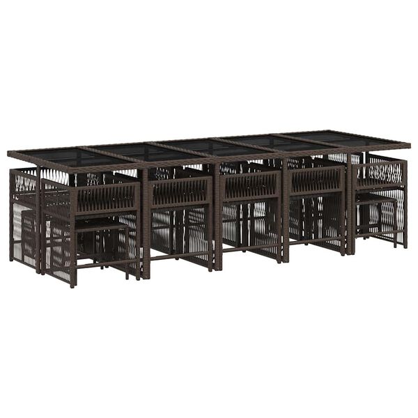 vidaXL 15 Stk. Gar&eth;h&uacute;sgagnasett me&eth; Sessum Br&uacute;nn P&oacute;l&yacute;rattan