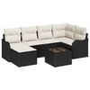 vidaXL Gar&eth;s&oacute;fa sett me&eth; p&uacute;&eth;i 7 pcs Svart og hv&iacute;tt Poly rattan