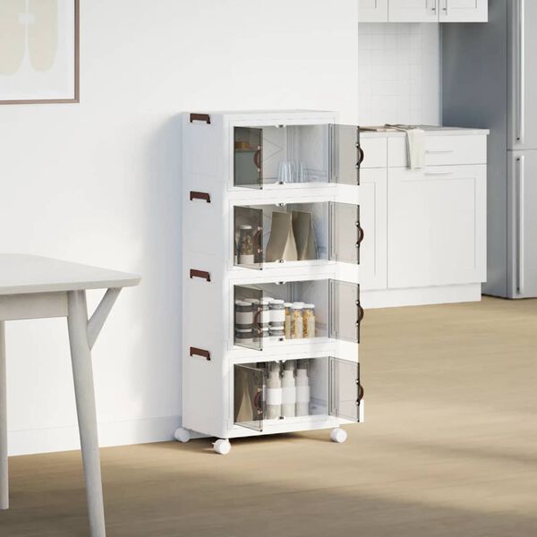 vidaXL staflanlegur geymslukassi með hjólum 4-stiga 28 L