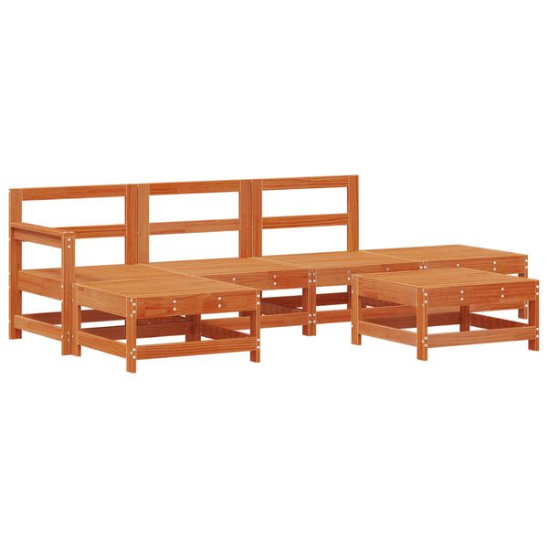 vidaXL Gar&eth;setustofa 6 pcs VaxBr&uacute;nn Mass&iacute;ft furuvi&eth;