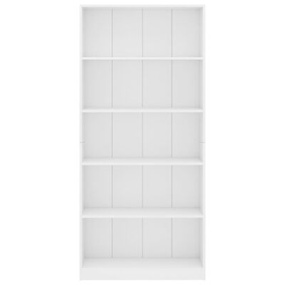 800918 vidaXL 5-Tier Book Cabinet White 80x24x175 cm Chipboard