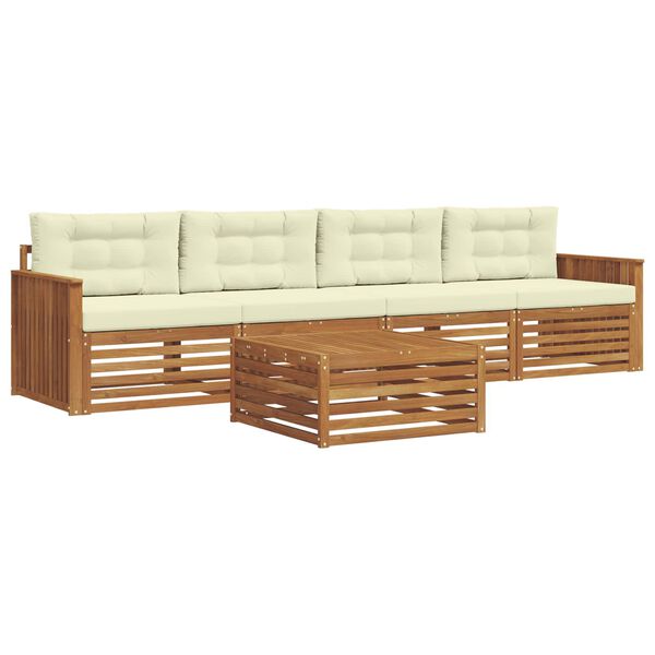 vidaXL &Uacute;ti s&oacute;fasett me&eth; p&uacute;&eth;i 5 pcs N&aacute;tt&uacute;rulegt og Krem