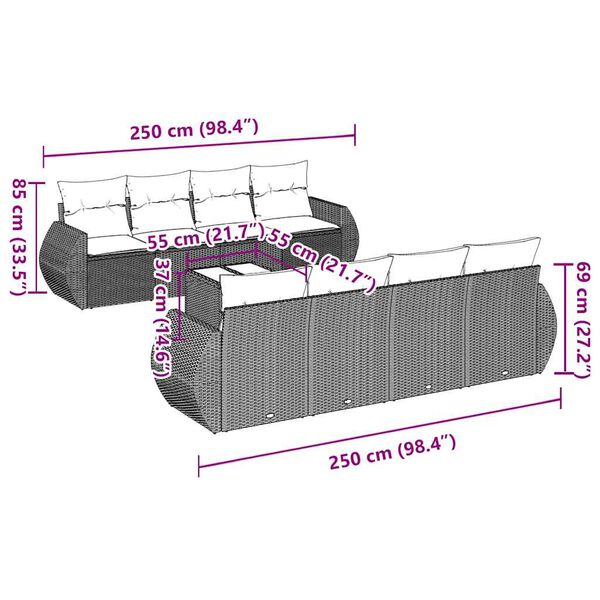 vidaXL 9 Stk. Gar&eth;h&uacute;sgagnasett me&eth; Sessum P&oacute;l&yacute;rattan Svart