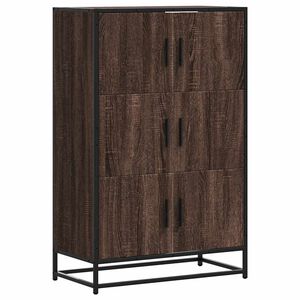 vidaXL Highboard Br&uacute;n Eik 68x35x106,5 cm Hanna&eth;ur vi&eth;ur og m&aacute;lmur