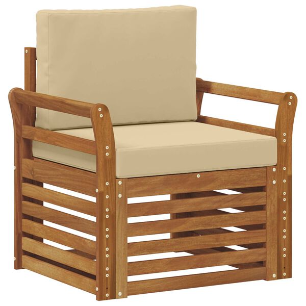 vidaXL &Uacute;ti s&oacute;fasett Solid Akas&iacute;uskei&eth; og P&oacute;lyester N&aacute;tt&uacute;rulegur