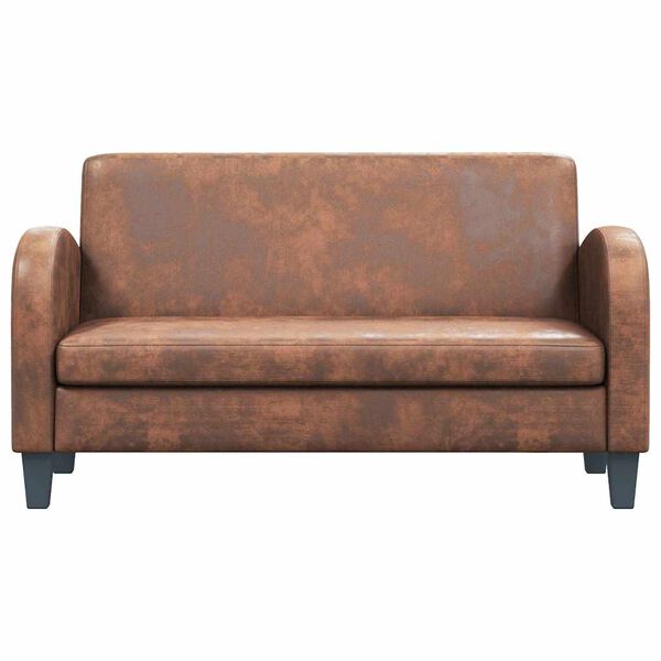 vidaXL 2-S&aelig;ta S&oacute;fi Gervir&uacute;skinn Br&uacute;nn