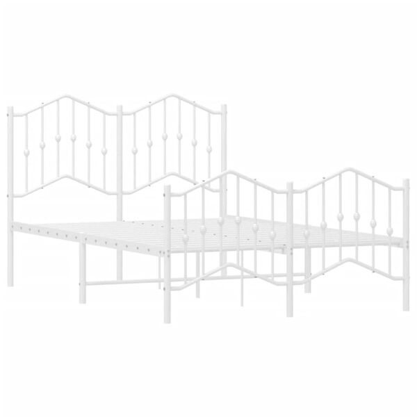 vidaXL R&uacute;mgrind &uacute;r M&aacute;lmi me&eth; H&ouml;f&eth;agafli og F&oacute;tagafli&nbsp;Hv&iacute;t 120x200 cm