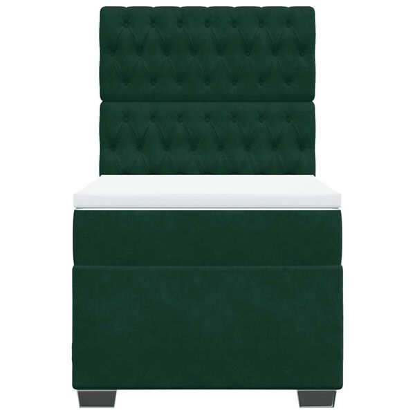 vidaXL H&oacute;lfa&eth; Springr&uacute;m me&eth; D&yacute;nu D&ouml;kkgr&aelig;nt 100x200 cm Flauel