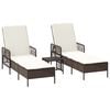vidaXL S&oacute;lst&oacute;l 3 pcs Br&uacute;nn og kremhv&iacute;tur 200 x 55 x 92 cm p&oacute;l&yacute;rattan