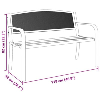 vidaXL Garðbekkur 119 cm Svartur Stál