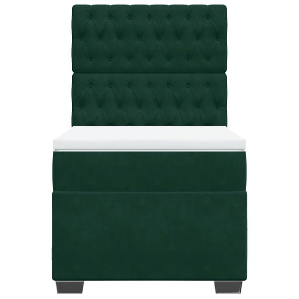 vidaXL H&oacute;lfa&eth; Springr&uacute;m me&eth; D&yacute;nu D&ouml;kkgr&aelig;nt 80x200 cm Flauel