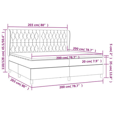 vidaXL Hólfað Springrúm með Dýnu Bleikur 200x200 cm Flauel