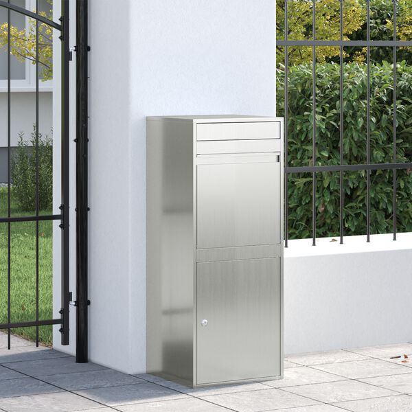 vidaXL P&oacute;stkassi me&eth; hur&eth; Svartur 41 x 38 x 103 cm Galvaniserad st&aacute;l