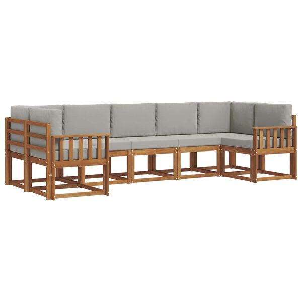 vidaXL &Uacute;ti s&oacute;fasett me&eth; p&uacute;&eth;i 7 pcs N&aacute;tt&uacute;rulegt og Lj&oacute;st Gr&aacute;tt