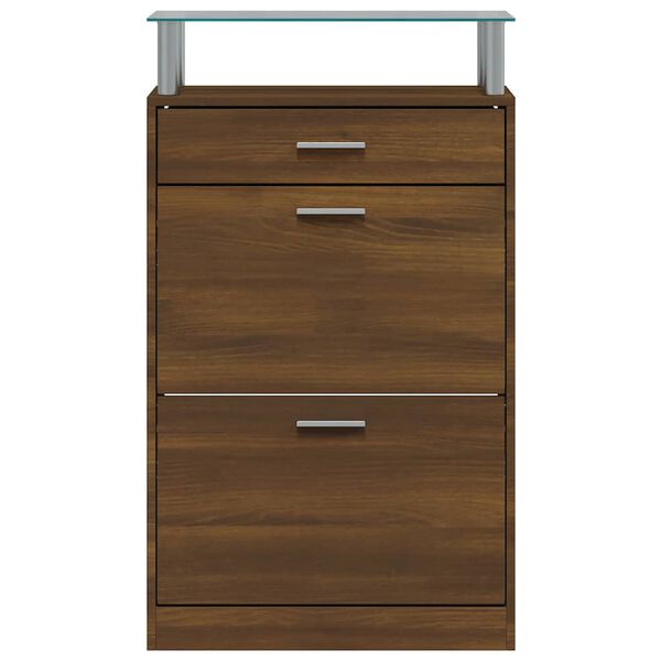 vidaXL Sk&oacute;sk&aacute;pur Br&uacute;nn Eikarlitur 63x24x104 cm Samsettur Vi&eth;ur