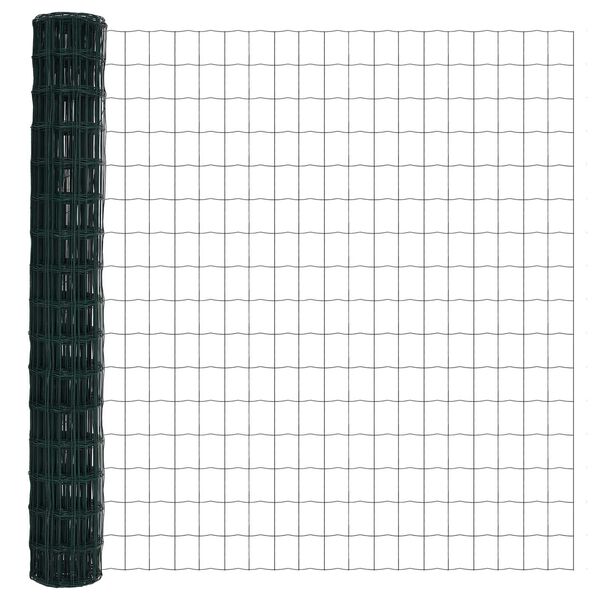 vidaXL Evrópsk girðing Grænn 1,6 x 10 m PVC-húðaður járn