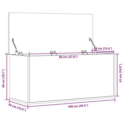 vidaXL Geymslubox Brún Eikarlitur 100x42x46 cm Samsettur Viður