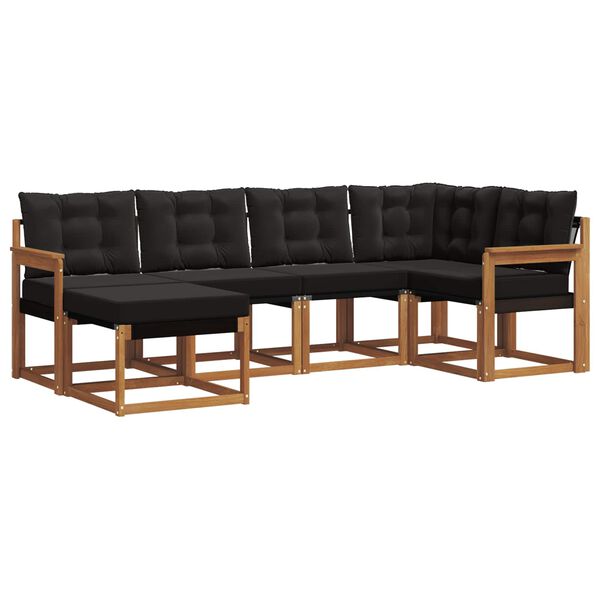 vidaXL &Uacute;ti s&oacute;fasett me&eth; p&uacute;&eth;i 6 pcs N&aacute;tt&uacute;rulegur og svartur