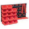 150807 vidaXL 39 Piece Storage Bin Kit with Wall Panels Red and Black