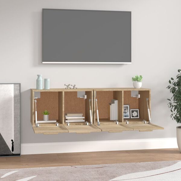 vidaXL Sj&oacute;nvarpssk&aacute;par 2stk. Sonoma Eik 30,5x30x60cm Samsettur Vi&eth;ur