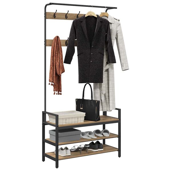 vidaXL Fatahengi Artisan Eik 95 x 34 x 184 cm Samsettur vi&eth;ur