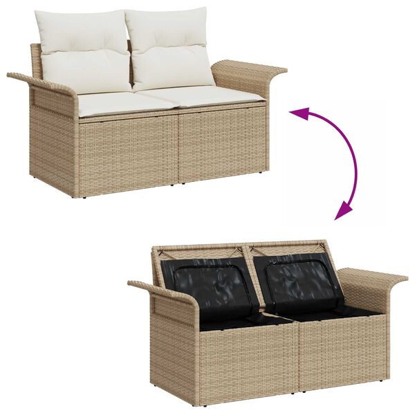 vidaXL Gar&eth;s&oacute;fa sett me&eth; p&uacute;&eth;i 5 pcs Drapplita&eth;ur Poly Rattan