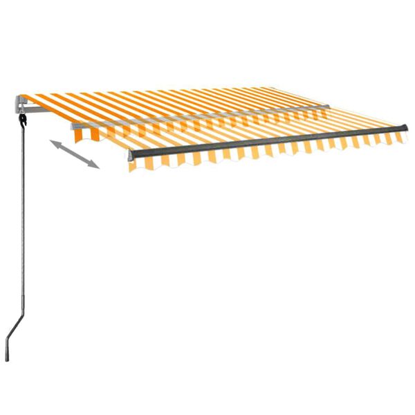 vidaXL Fr&iacute;standandi Handvirk &Uacute;tdraganleg Skyggni 300x250cm Gult/Hv&iacute;tt