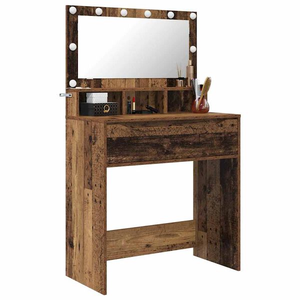 vidaXL Svefnherbergis kl&aelig;&eth;abur&eth;arbla&eth; Gamall vi&eth;ur 80 x 39,6 x 135 cm