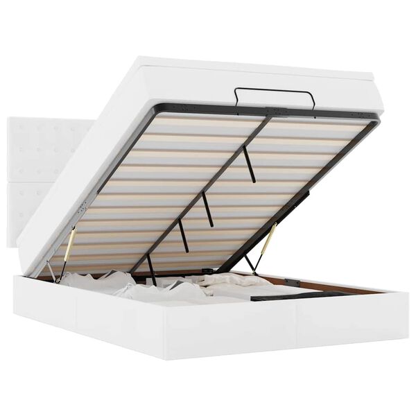 vidaXL Ottoman rúmgrind með dýnu Hvítt 140x200cm gervi leður