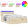 vidaXL Ottoman r&uacute;m me&eth; d&yacute;nu & LED krem 140x190 cm Efni