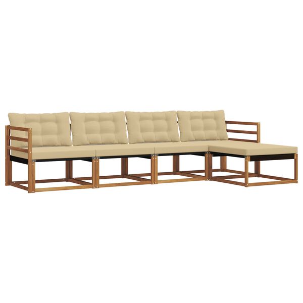 vidaXL &Uacute;ti s&oacute;fasett me&eth; p&uacute;&eth;i 5 pcs N&aacute;tt&uacute;rulegt og B&eacute;ig