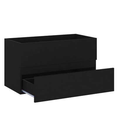804882 vidaXL 2 Piece Bathroom Furniture Set Black Chipboard