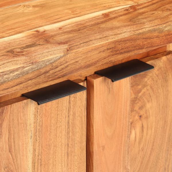 vidaXL Veggsk&aacute;pur me&eth; 3 Sk&uacute;ffum og 4 Hur&eth;um Gegnheill Akas&iacute;uvi&eth;ur