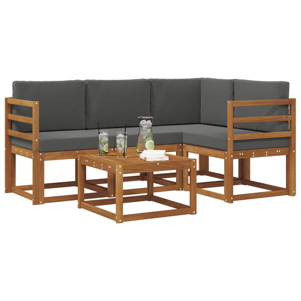 vidaXL &Uacute;ti s&oacute;fasett me&eth; p&uacute;&eth;i 5 pcs N&aacute;tt&uacute;rulegt og Antrac&iacute;t